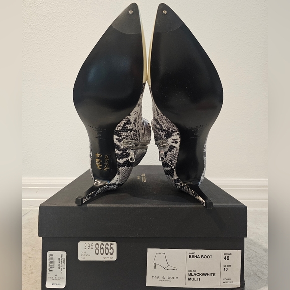 NIB Rag & Bone Beha Boot: Black & White Snake print Size: 10 - Picture 7 of 12